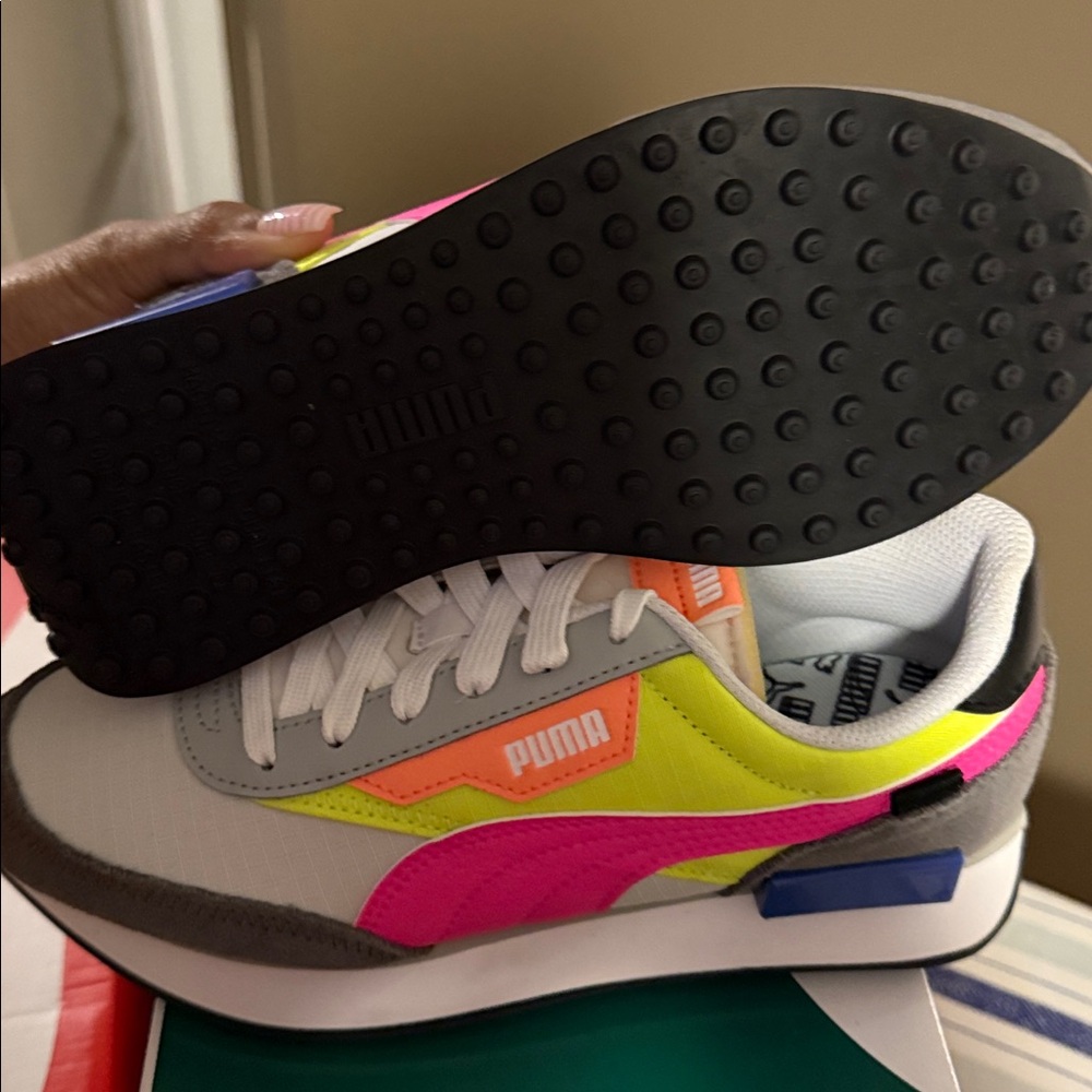 Puma Bright Pink and Yellow Sneakers - Picture 2 of 4